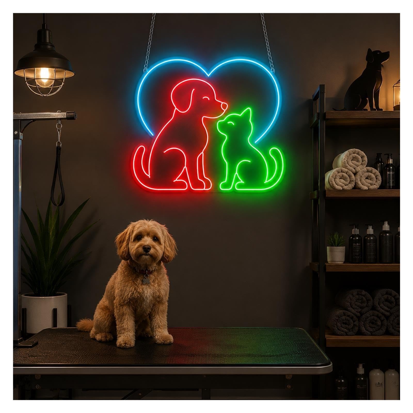 Insegna al Neon Insegna Al Neon Del Cuore Gatto Cane