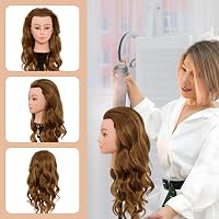 Neverland Beauty & Health 71 cm Fodrász Gyakorló Fej Állvánnyal, 60% Valódi Hajjal Arany Színű Baba Fej Fodrászképzéshez - golden 8