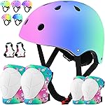 ArgoHome Toddler Kids Bike Helmet Set - Adjustable Cycling Helmet with Knee, Elbow Pads & Wrist Guards Sport Protective Gear Little Kid