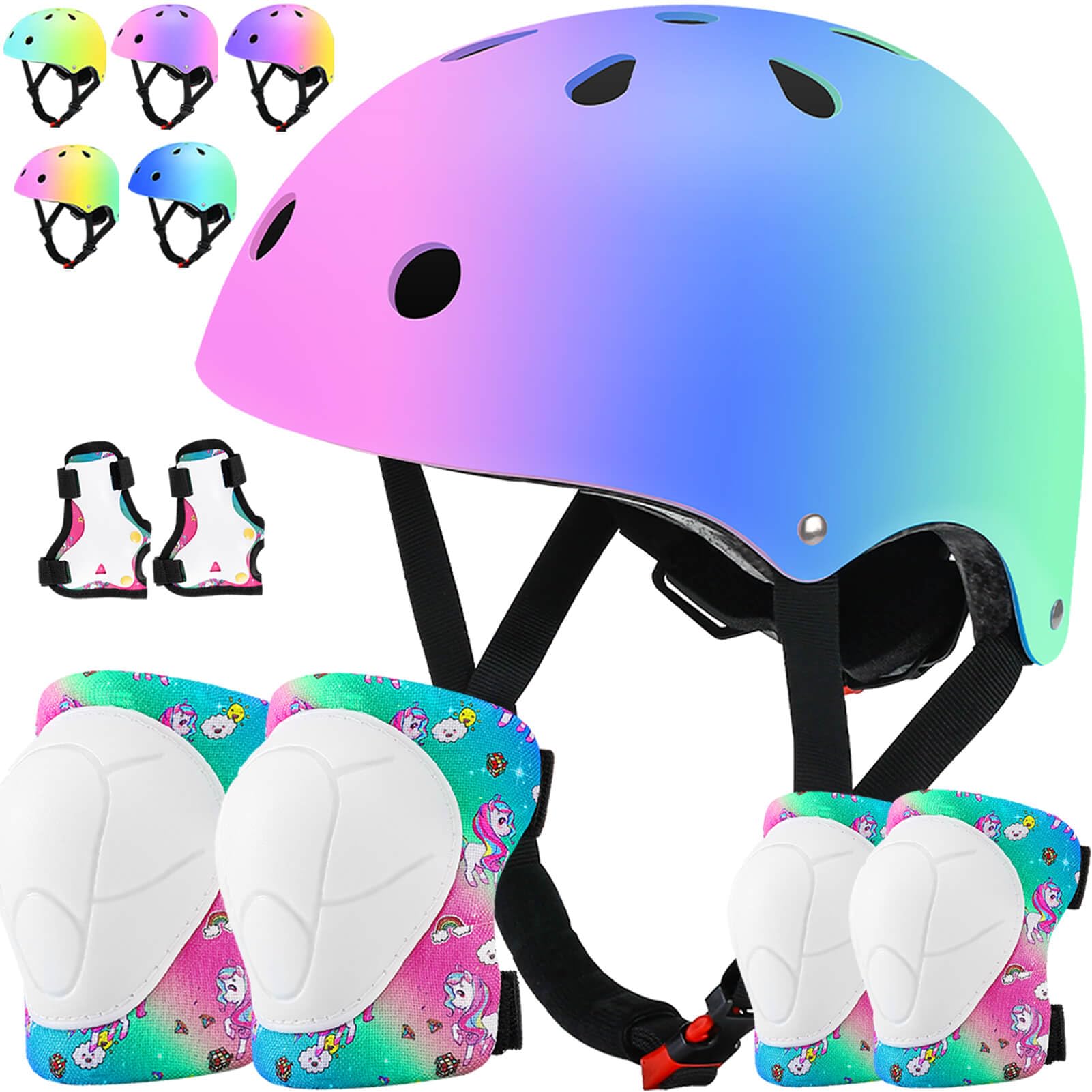 ArgoHome Toddler Kids Bike Helmet Set - Adjustable Cycling Helmet with Knee, Elbow Pads & Wrist Guards Sport Protective Gear Little Kid