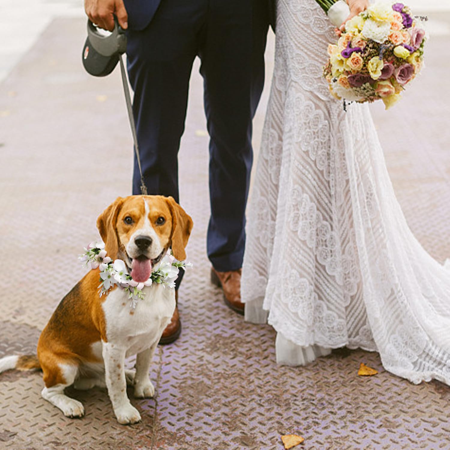 1 Pezzo di Pet Ghirlanda Copricapo, 1 Pezzo di Bow Bib, Collare del Fiore di Cerimonia Nuziale del Cane, Gatto del Merletto Bow Tie, Pet Decorazione di Cerimonia Nuziale Forniture.