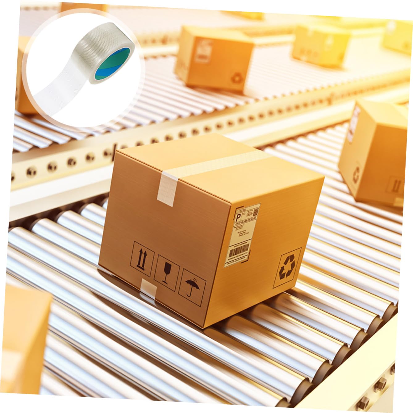 Heavy Duty Transparent Fiberglass Filament Tape Strong Adhesive Strapping Tape for Industrial Packaging Tent Repair and Secure Bundling with Wear-Resistant Smooth Surface