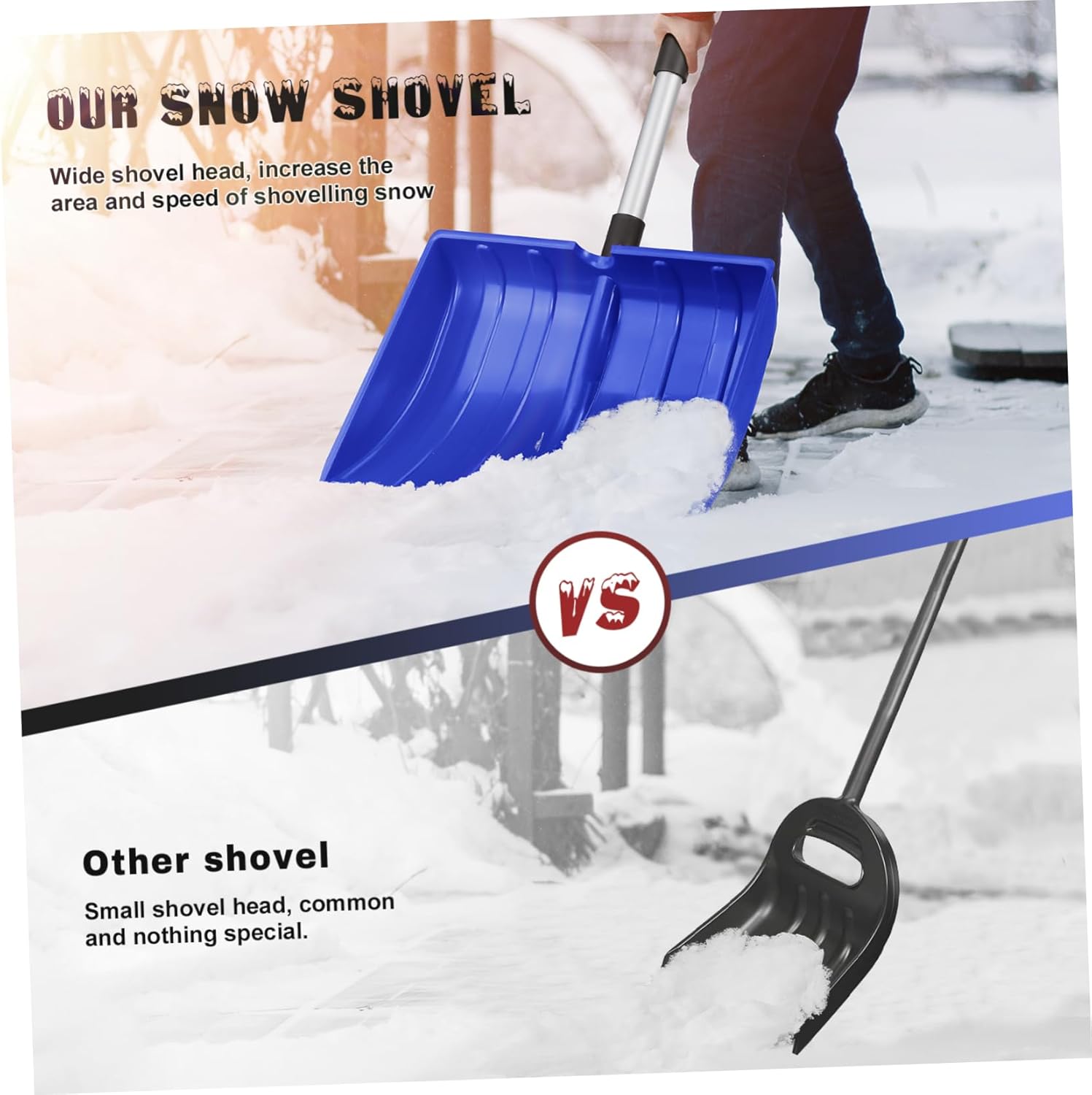 Toyvian Large Snow Shovel Roof Snow Removal Tool Aluminum Ice Scraper Trail Maintenance Handle Lightweight Compact Storage
