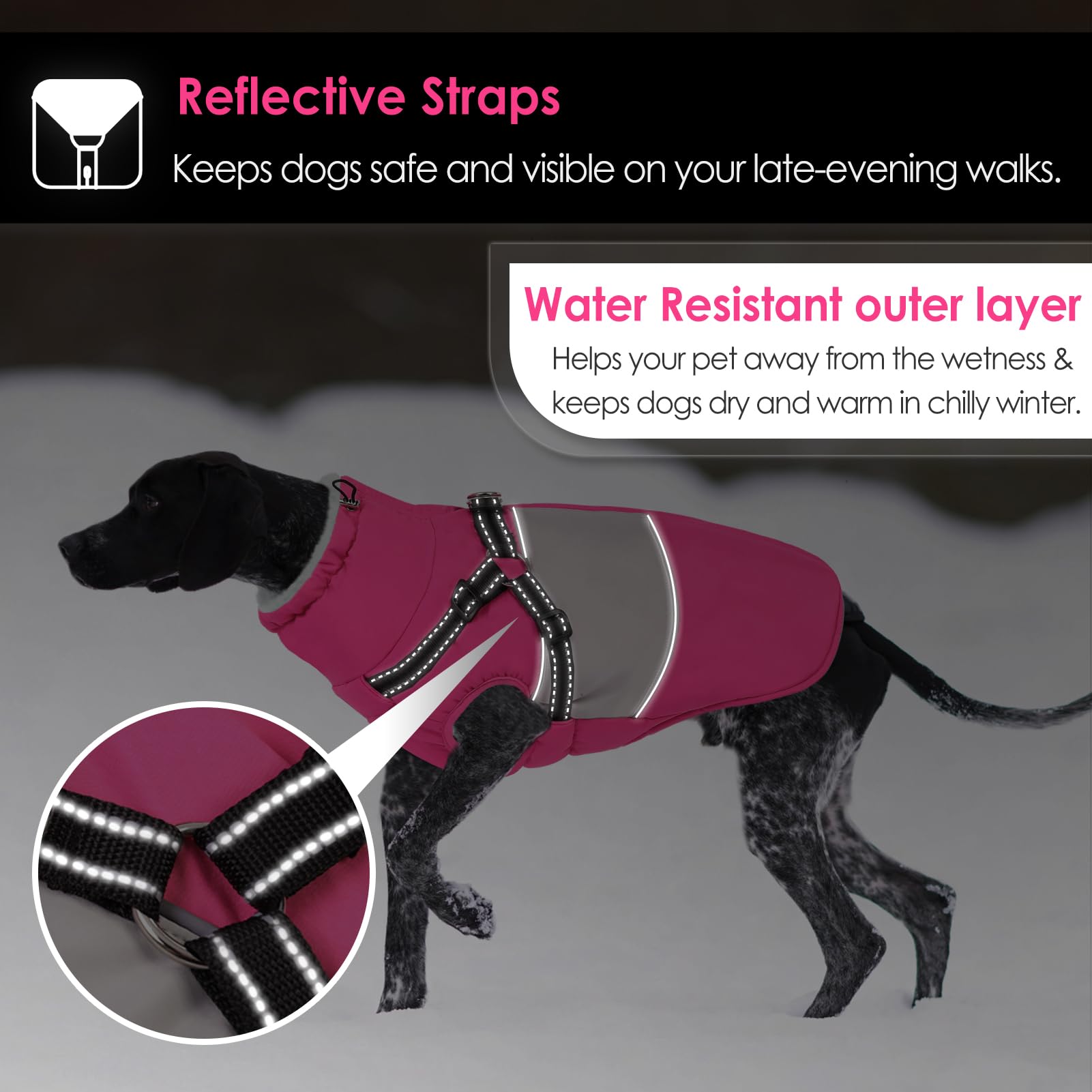 AOFITEE Abrigo para Perro pequeño, Abrigo de Invierno para Perro con arnés Integrado, Chaqueta cálida para Perros con Cremallera y Cuello de Forro Polar, Chaqueta de Nieve Impermeable para Mascotas