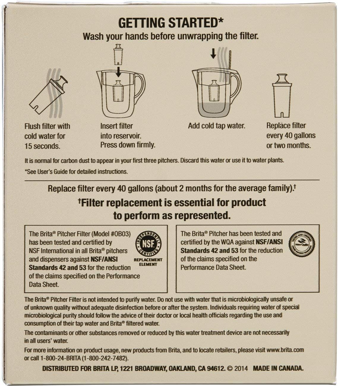 Brita Standard Water Filter, Standard Replacement Filters for Pitchers and Dispensers, BPA Free - 10 Count