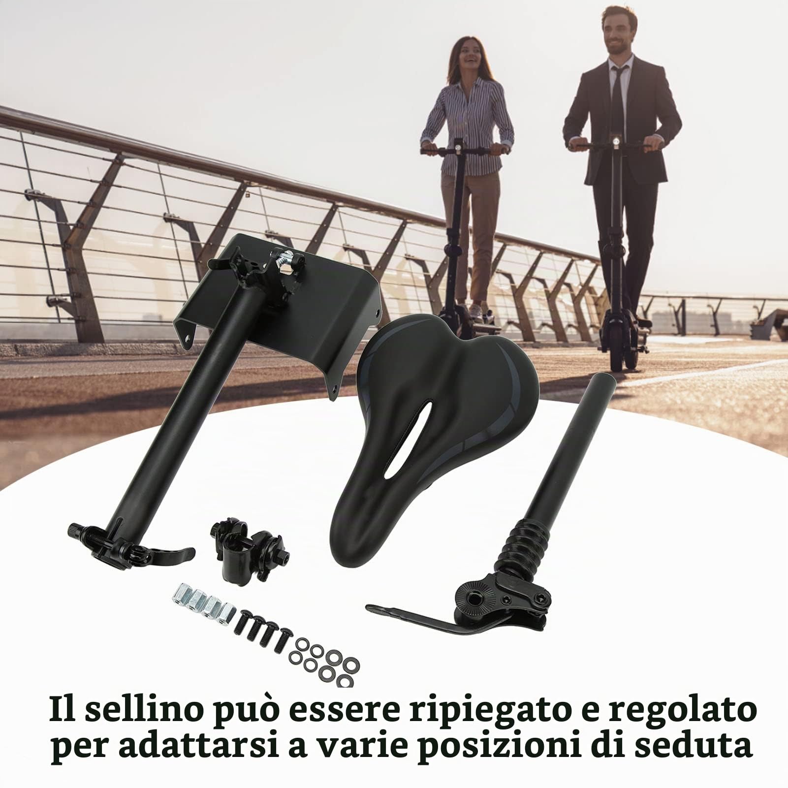 BuyWeek Sella per Scooter Elettrico per Segway per Ninebot F20 F25 F30 F40 in Lega di Alluminio in Schiuma Regolabile 53-66 cm