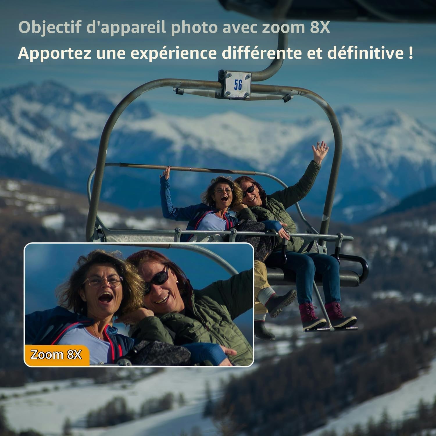 Apexcam Caméra Sport 4K 60FPS 64MP WiFi Étanche Écran Tactile Action cam | Stabilisation EIS, Waterproof 40M, Étui de Rangement, 2 Batterie 1350mAh, Télécommande, Kit Accessoires pour sports camera