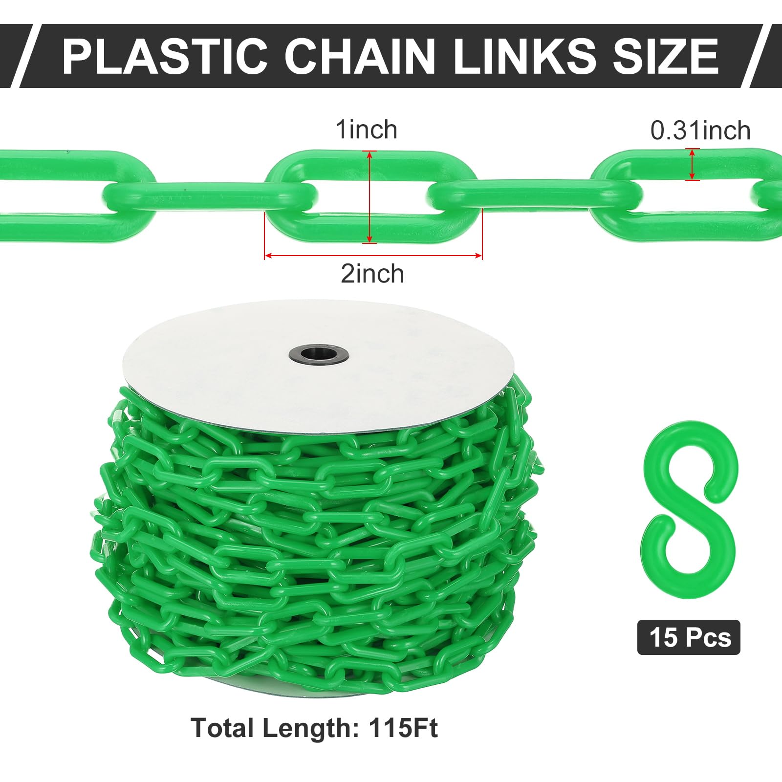 PATIKIL Chaîne plastique verte 115 pieds Chaîne barrière sécurité plastique