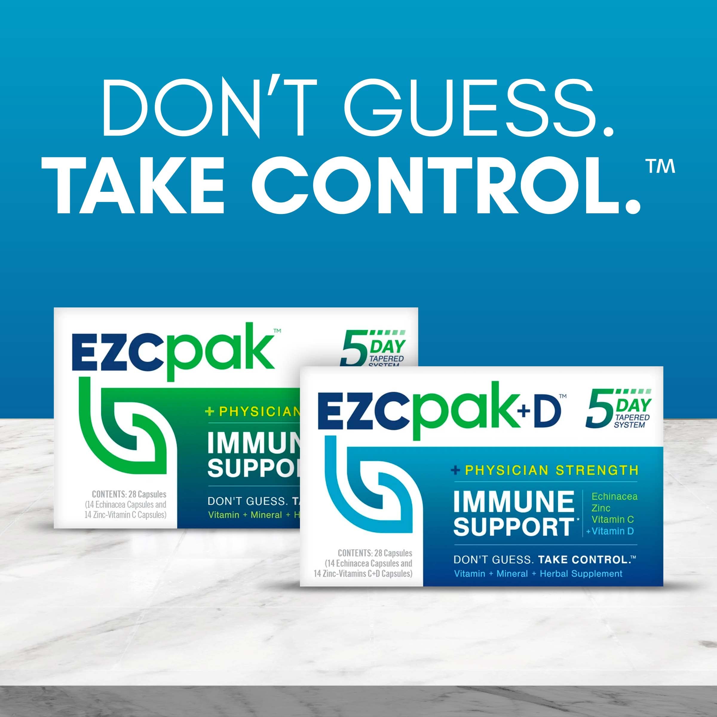 EZC Pak+D 5Day Immune System Booster for Cold and Flu Relief with