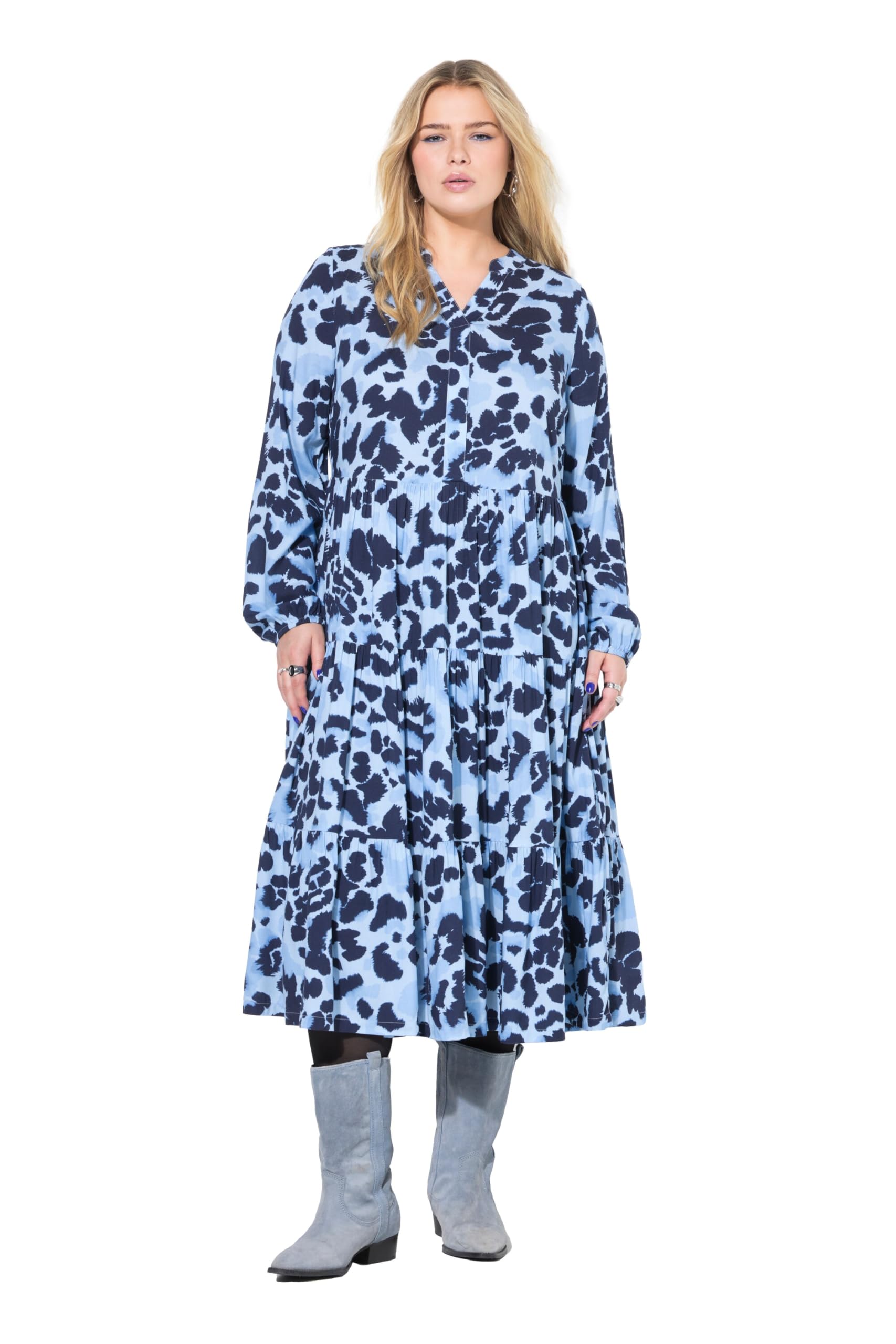 Studio Untold Damen große Größen Übergrößen Plus Size Maxikleid, A-Line, Leo, Volants 844949