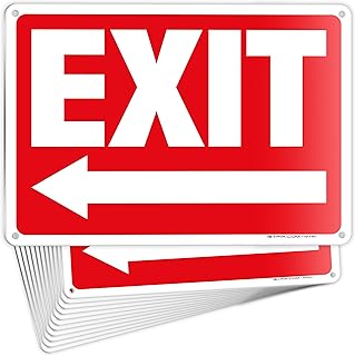 iSYFIX Exit Signs 12 Pack 10x7 Inch with Directional Left Arrows - Rust Free Aluminum, Laminated for UV, Weather, Scratch Resistance - Ideal for Offices, Schools, Theaters, Restaurants