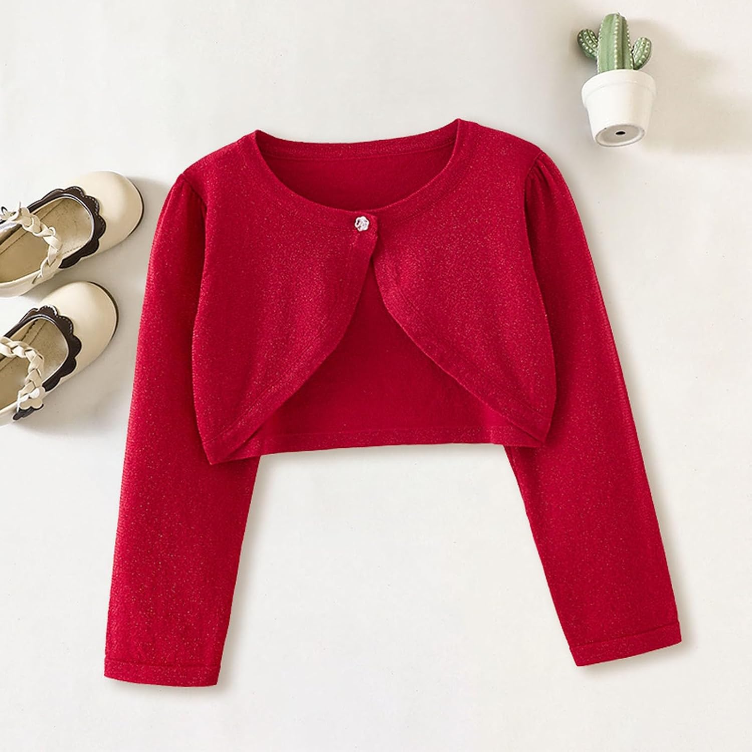 Toddler Girls Bolero Shrug for Dress Cardigan Kids Cute Knit Cardigan Sweaters Fall Long Sleeve Button Up Cropped Jacket Tops