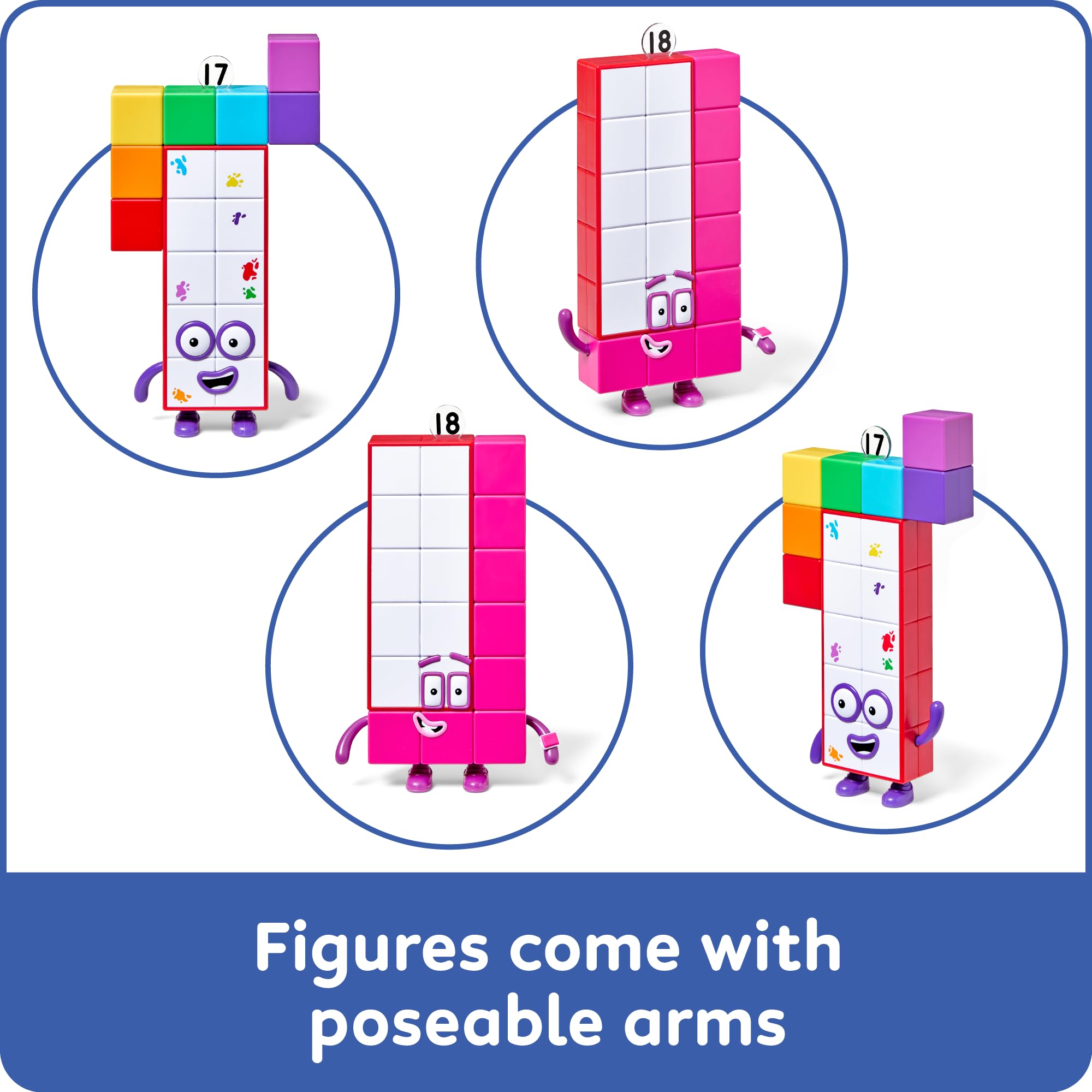 hand2mind Numberblocks Friends Seventeen and Eighteen Figure Pack, Number and Counting Toys for Toddlers, Play Figure Playsets, Small Figurines for Kids, Kindergarten Math and Pretend Play Toys - 5