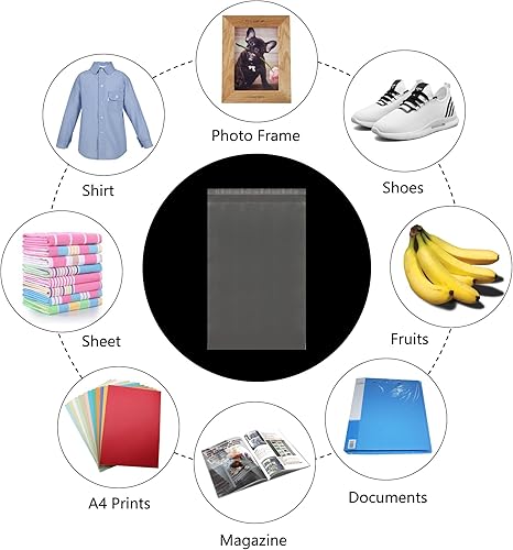 Miniatura 57 de Bolsas de celofán autoadhesivas transparentes de 6 x 9 pulgadas, 200 bolsas de polietileno de vidrio OPP de 2 mil para galletas, pan, brownie