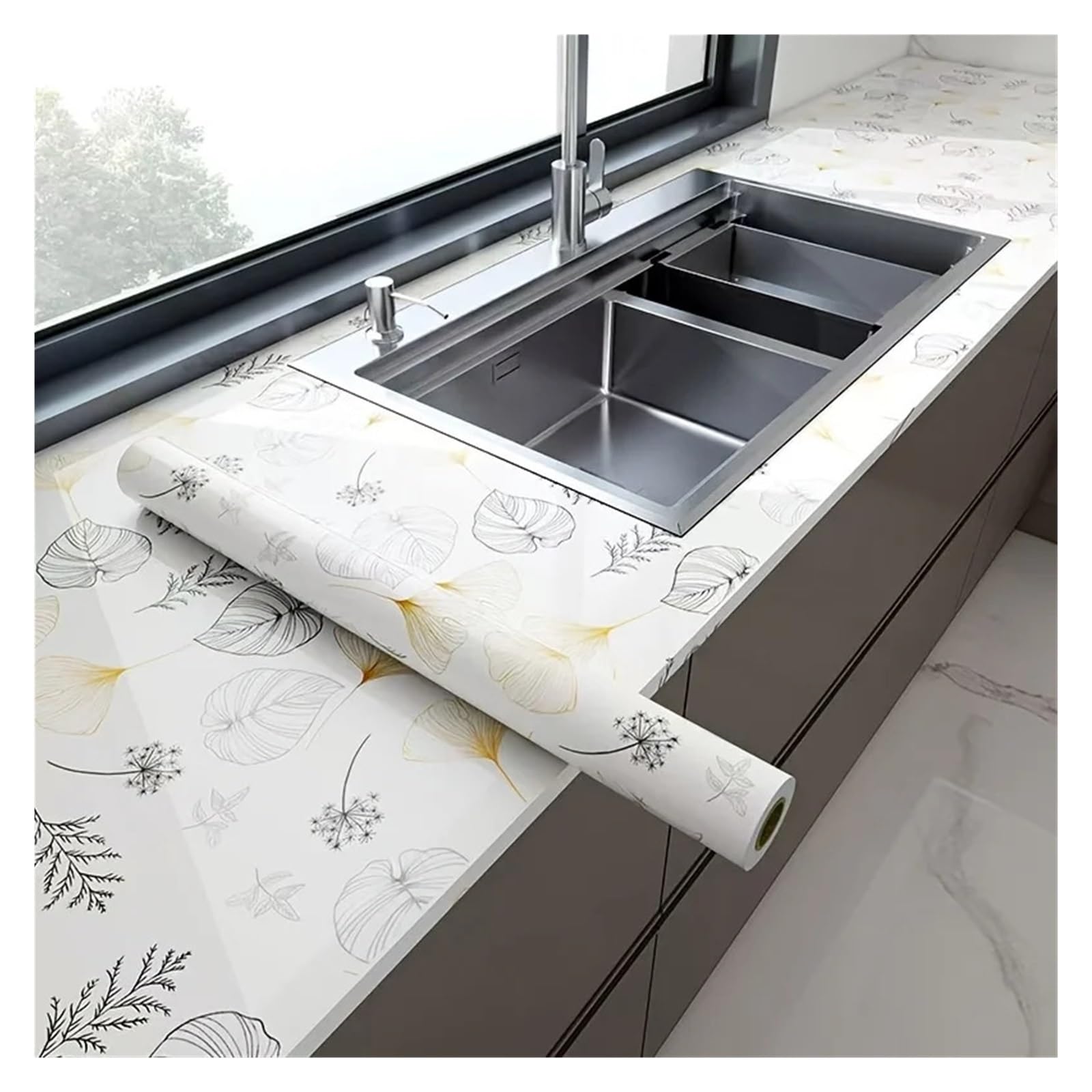 Kitchen Wallpaper 60cm Marble Wallpaper – Self-Adhesive, Waterproof, Oil-Proof Vinyl for Kitchen Countertops, Cabinets & Stove Backsplash