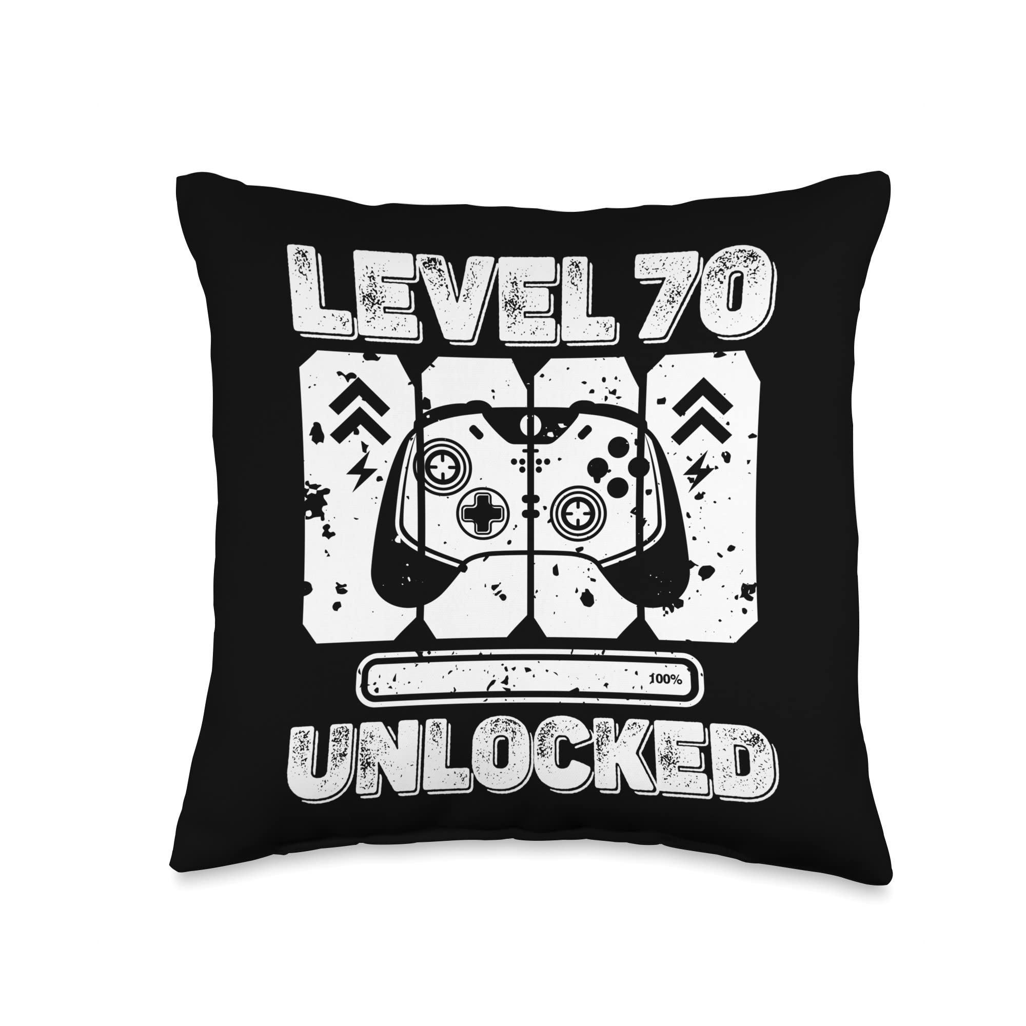 Level 70 Year Old Unlocked Birthday Gamer Maming 70th B-Day Throw Pillow, 16x16, Multicolor