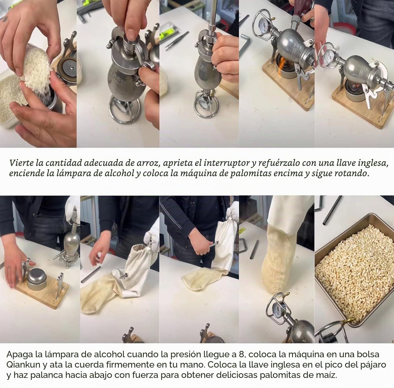 MáQuina de Palomitas de Aire Caliente, MáQuina de Palomitas de MaíZ Tradicional China de Alta PresióN, Olla de Acero Inoxidable para Palomitas, Amplificador de Granos(200ml)