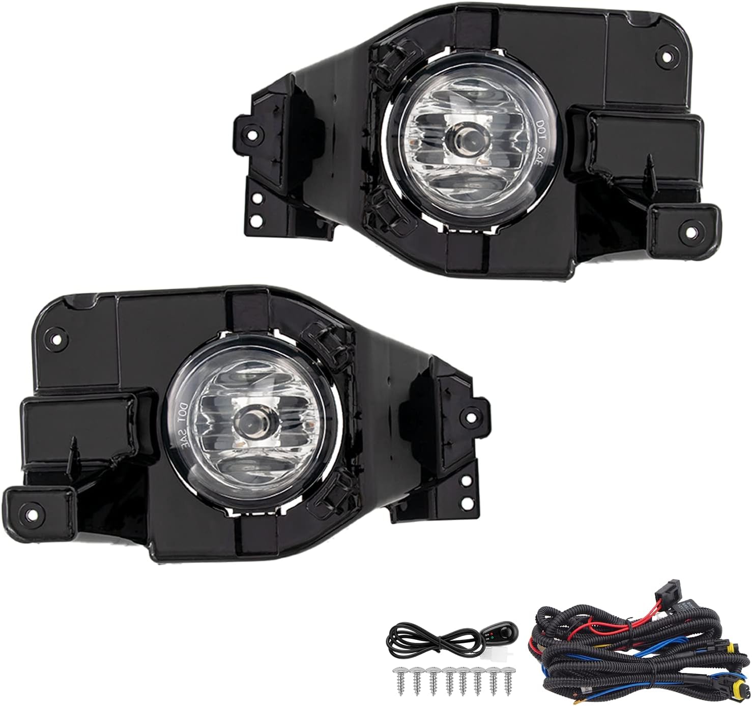 Fog Lights Lamps Assembly For 2013 2014 2015 Ford Explorer Replacement Kit with Switch&Wiring H11 12V 55W Halogen Bulb