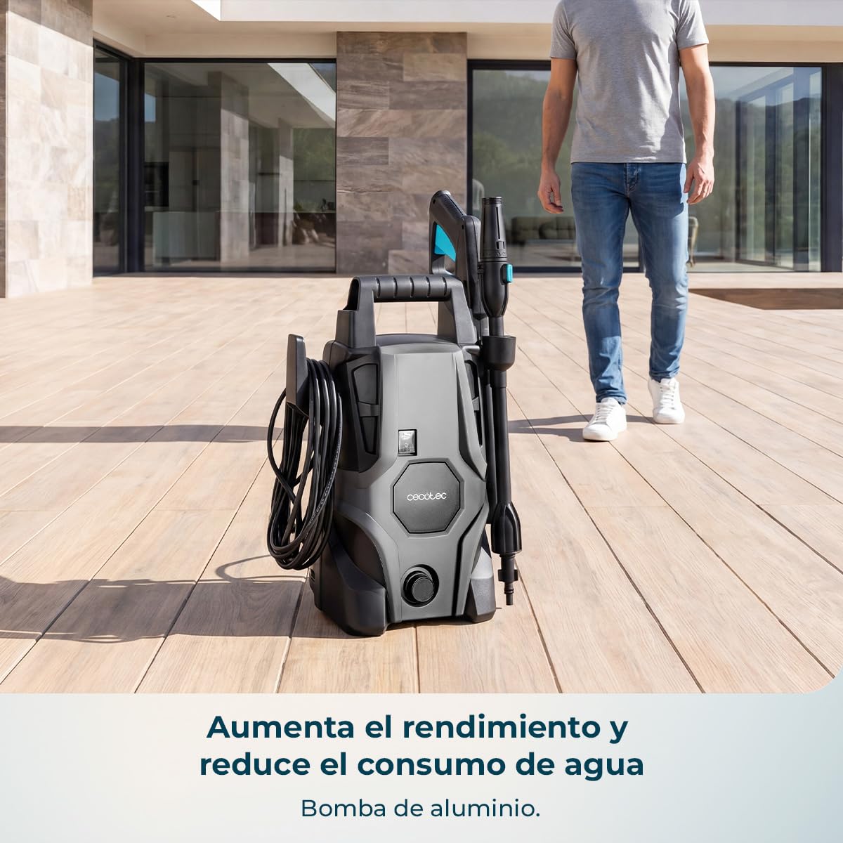 Cecotec Hidrolimpiadora de Alta Presión HydroBoost 1400 Essential Plus. 1400W, Presión 105 Bares, Hogar, Jardín o Coche, Caudal de 426 l/h, Bomba de Aluminio, Radio de Acción 9 Metros