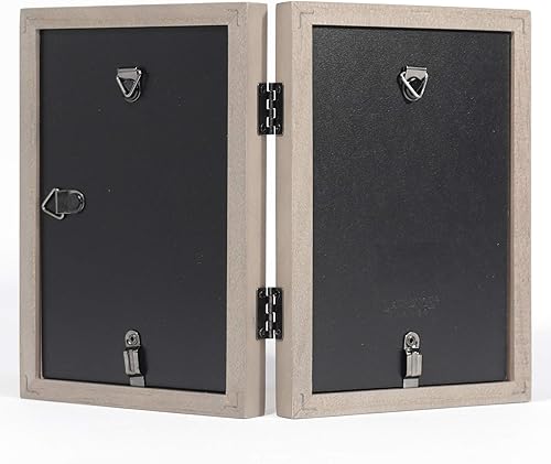 Miniatura 2 de Lawrence Frames Marco de fotos de madera gris con bisagras, 4 x 6 pulgadas, doble