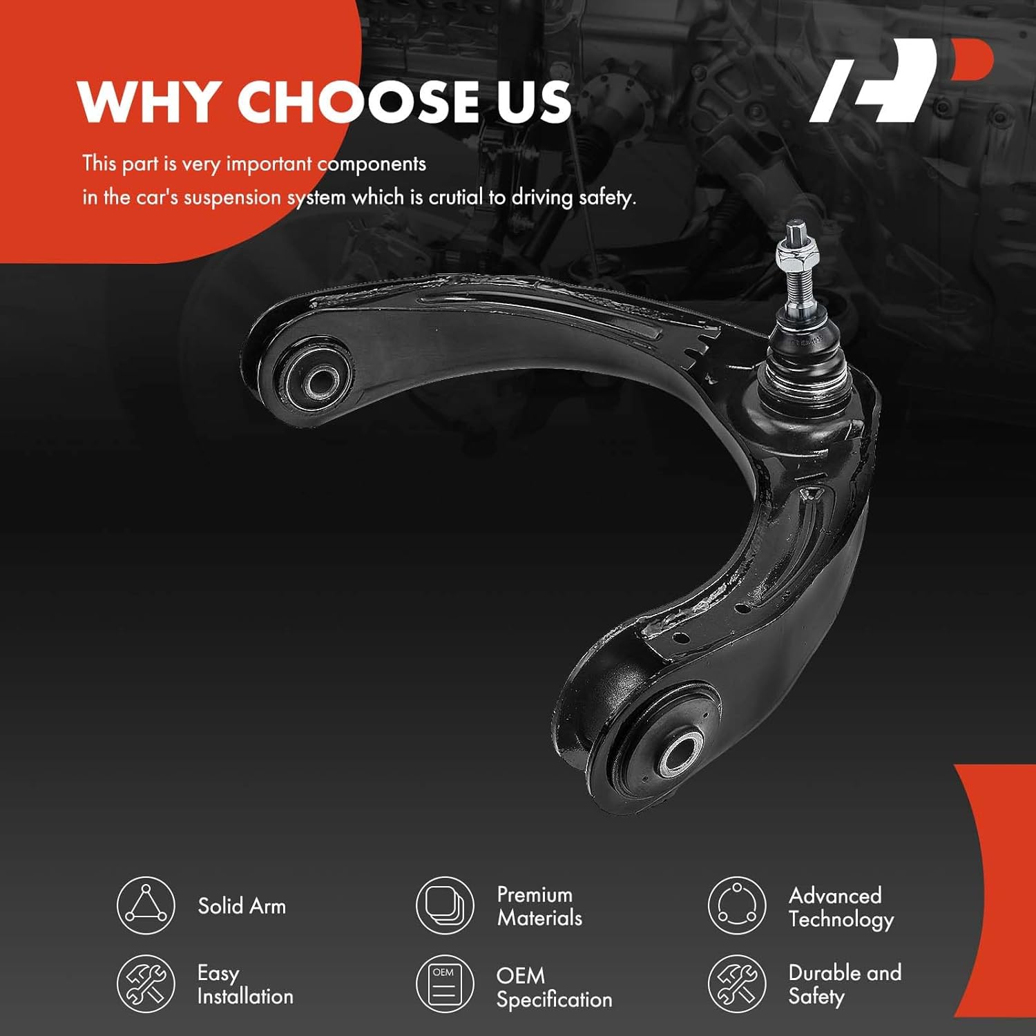 A-Premium Front Left Upper Control Arm, with Ball Joint & Bushing, Compatible with Dodge Ram 1500 2006 2007 2008