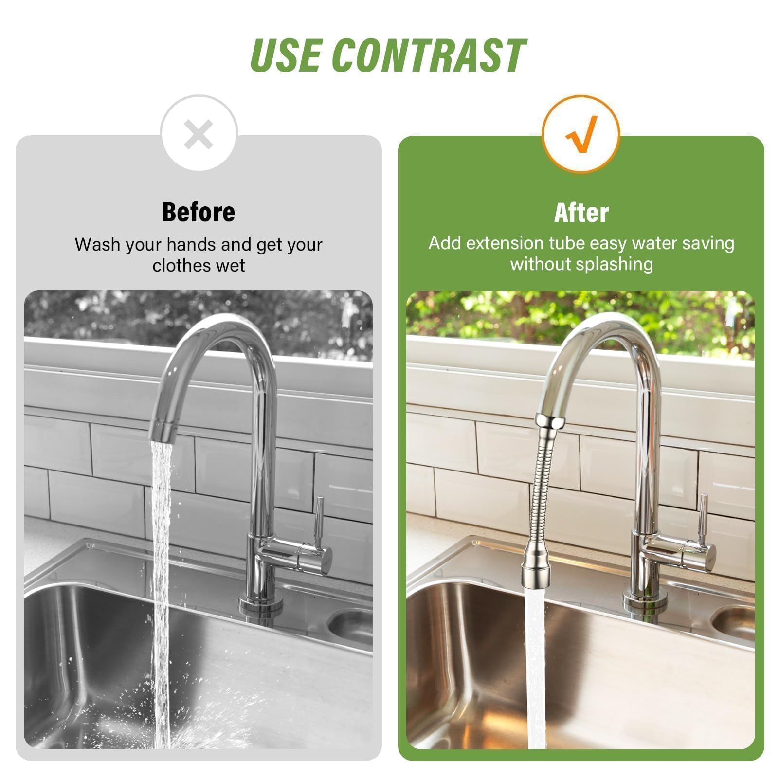 PRETTI Extensor Grifo Cocina, Aireador Extensible Universal con Rotación de 360°, Filtro de Ahorro de Agua Anti-explosiones, 14 cm