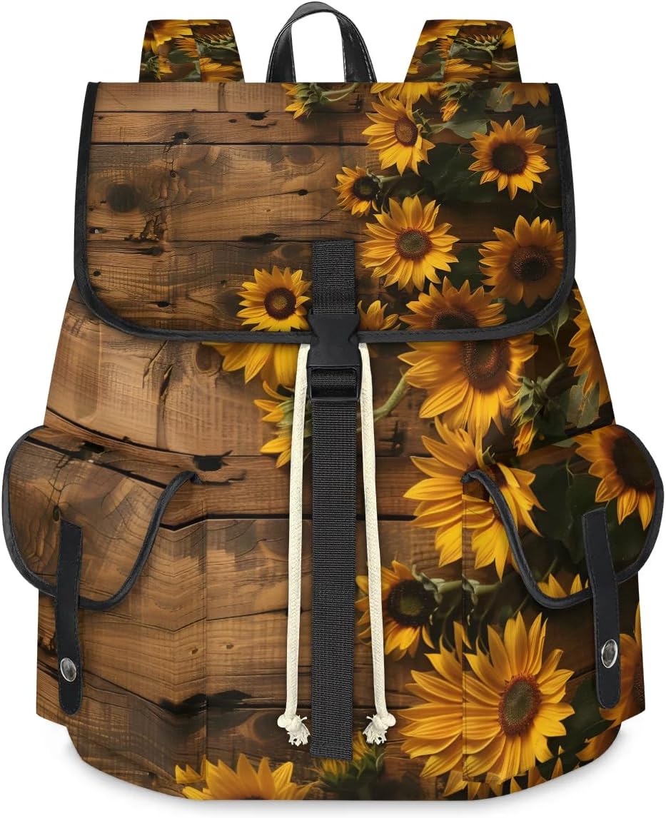 Sunflowers Farmhouse Waterproof Laptop Backpack for Men Women Vintage Style Backpack Large Storage Carry on Backpack for Travel & Work Fits 15-inch Notebook