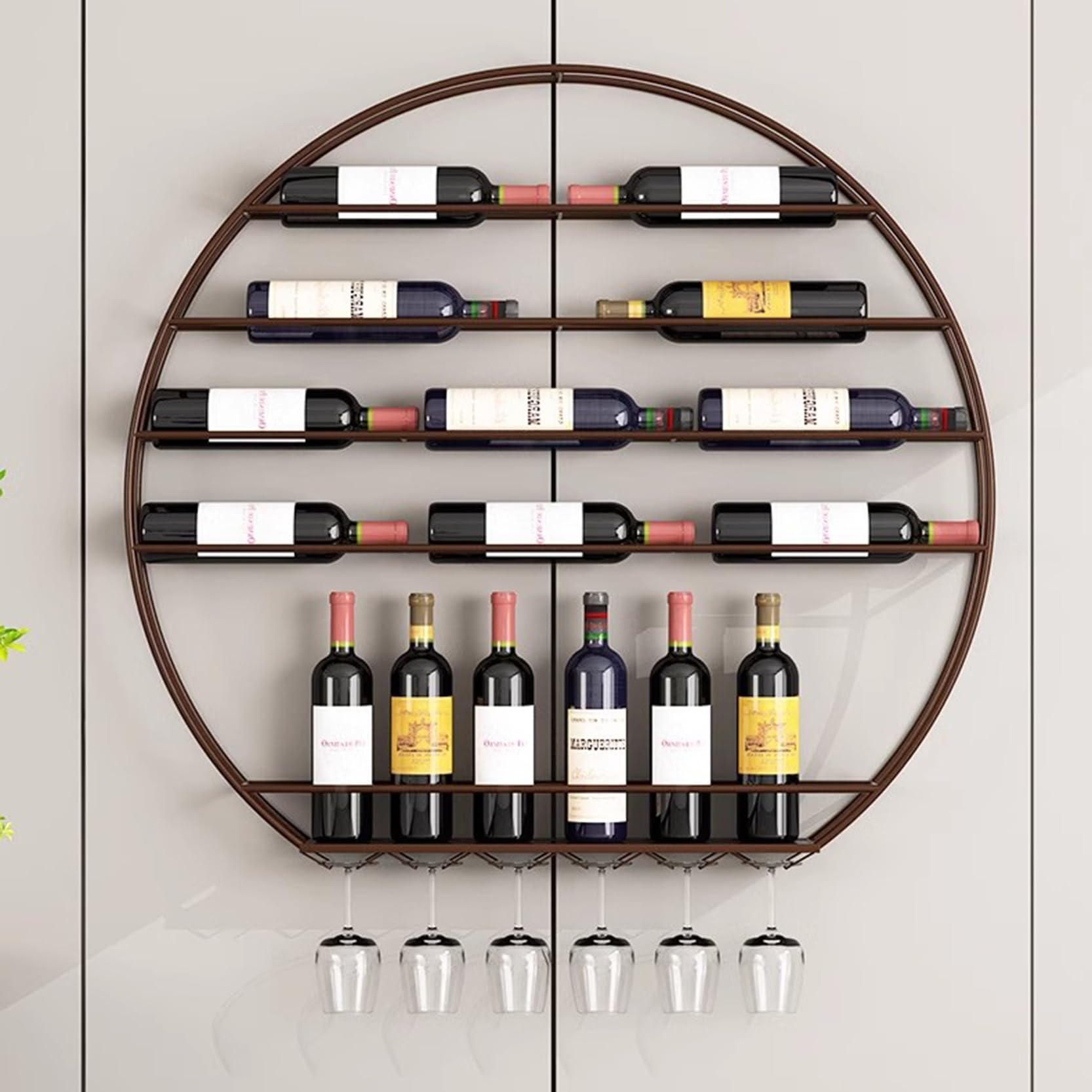Présentoir à vin mural industriel et étagère de rangement cuisine 8 cm