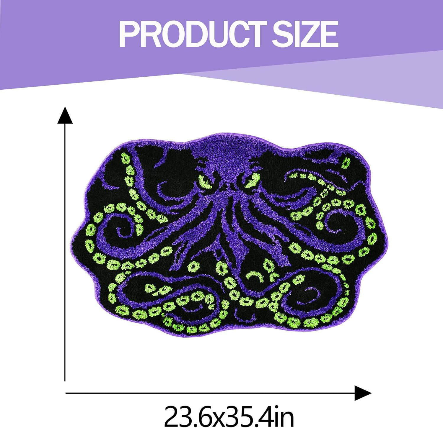 Cool Purple Octopus Bathroom Rug, Soft Plush Gothic Animal Tufted Bath Mat, Non-Slip & Machine Washable, Absorbent Quick Dry Floor Door Mat Home Decor for Shower, Tub and Sink, 23.6"x35.4"