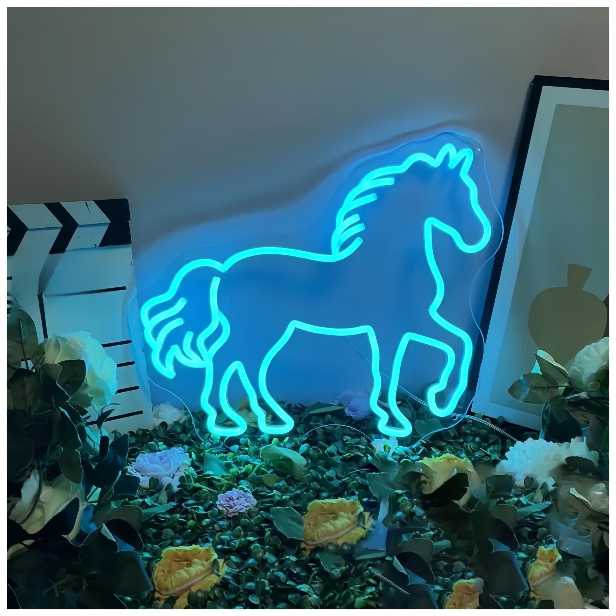 SHOUXI Sign Lamp Horse Neon Sign Wall Decor Riding Lover Cute Bar Bedroom Office 50cm(A)