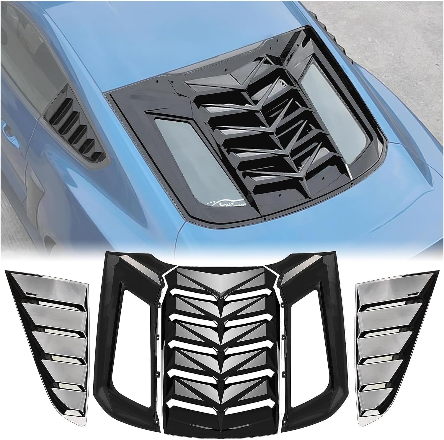 Rear & Side Window Louvers Set for 2015-2023 Ford Mustang