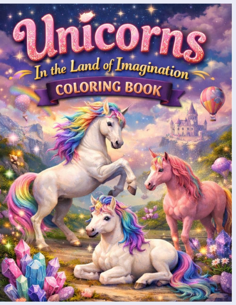 Unicorns in the LAnd of Imagination coloring book: Detailed and Challenging Coloring Pages for Ages 10+