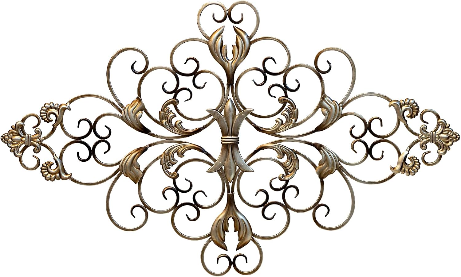 Stratton Home Decor SHD0139 Ornate Scroll Wall Decor, 36.00 W X 0.75 D X 21.75 H, Champagne
