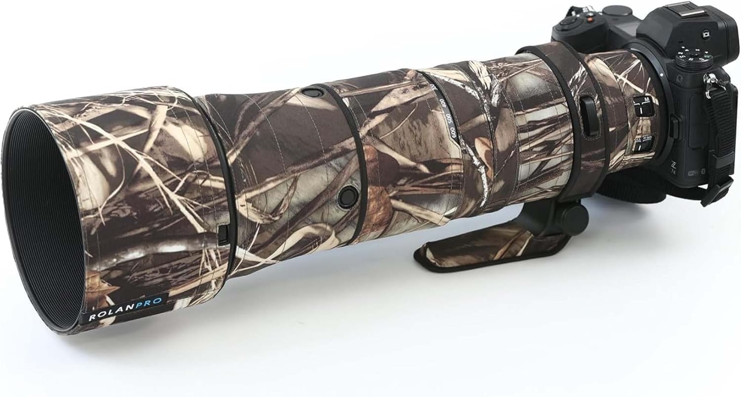 ROLANPRO Waterproof Lens Camouflage Cover for Nikon Z 180-600mm F/5.6-6.3 VR Three-Layer Rain Cover Lens Protective Case Clothing-#19 Grass