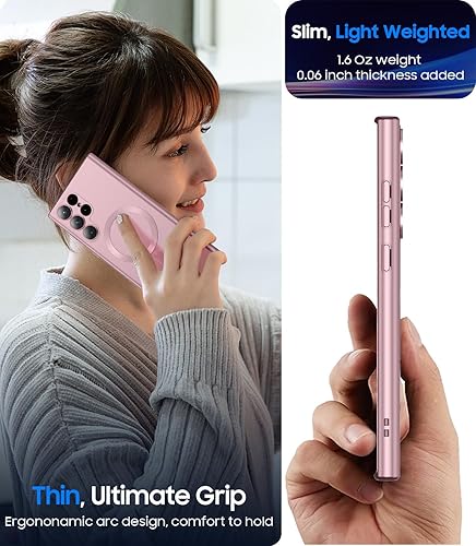 Vista 106 de Magnetic for Samsung Galaxy S24 Ultra Case [Compatible with MagSafe][Built-in Camera Lens Protector] Slim Soft Bumper TPU Shockproof Phone Shell