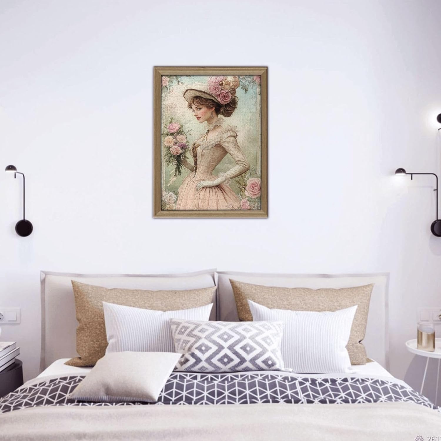 Puzzles for Adults 500 Pieces Victorian Lady in Light Red Dress,Classic Wooden Puzzle for Art Lovers, Challenging & Elegant Home Decoration Piece,Enjoy The Puzzle Solving Process