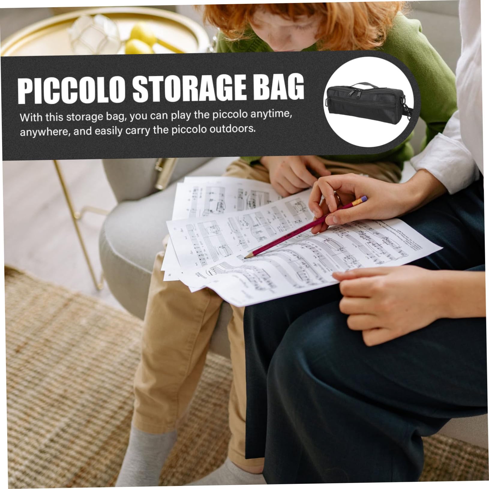 VICASKY Bolsa para Instrumentos de Viento Portátil para Piccolo, Hecha de Lona y Felpa, Fácil de Transportar y Resistente para Uso al Aire Libre Mano