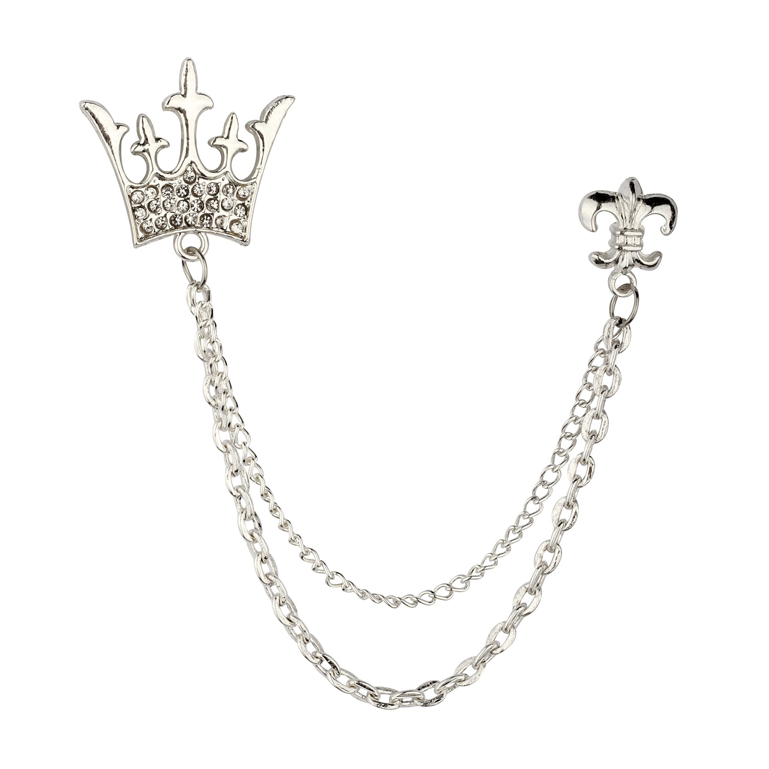 Panjatan Mens Crystal Crown with Silver Chain Pin Brooch (B09VPN4MHP) Amazon Price History, Amazon Price Tracker