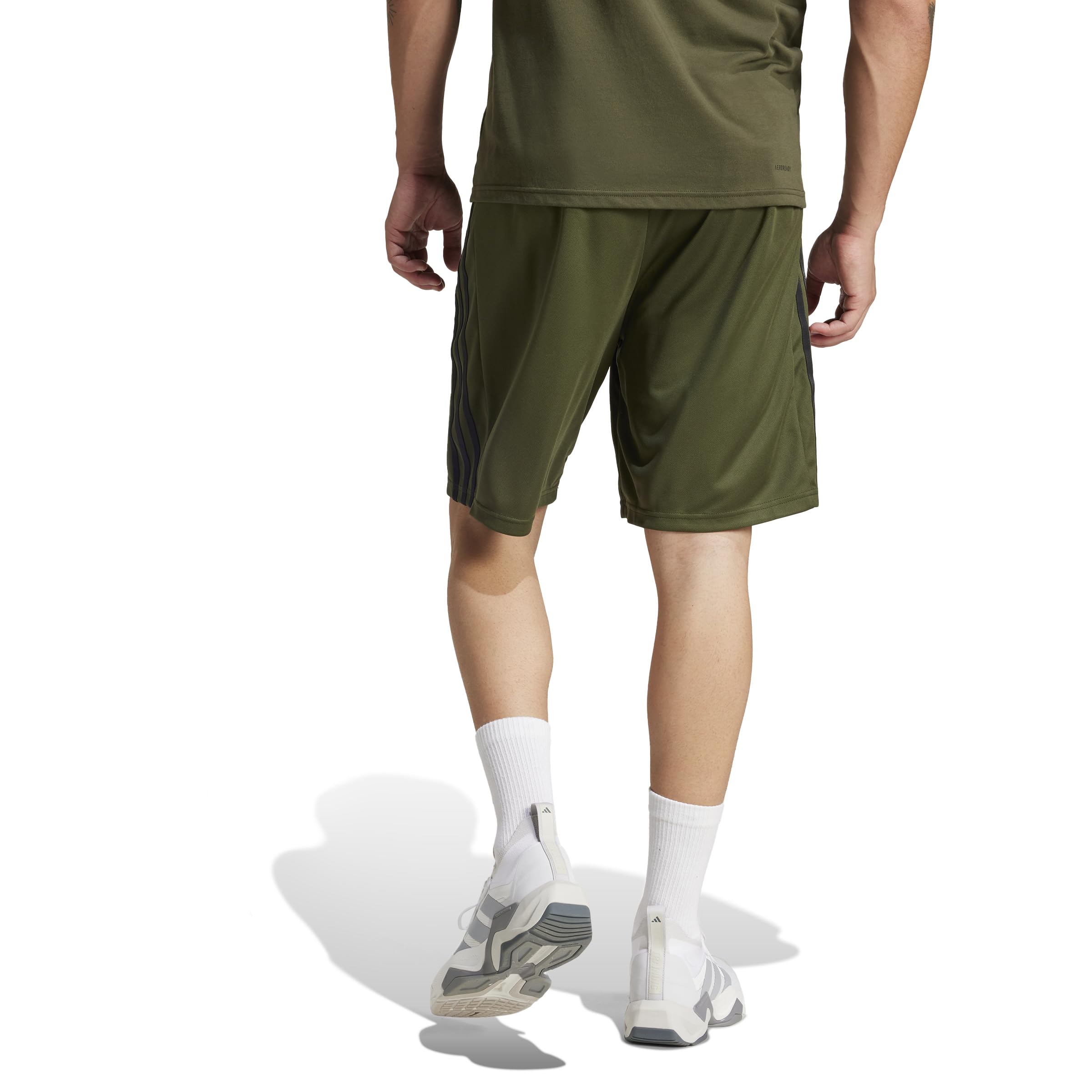 adidas Herren Train Essentials Piqué 3-Stripes Shorts, Night Cargo/Schwarz, Klein – Ansicht 2