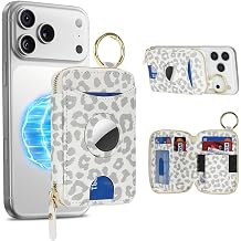 Cavor Compatible with MagSafe Wallet with Airtag Holder, White leopard