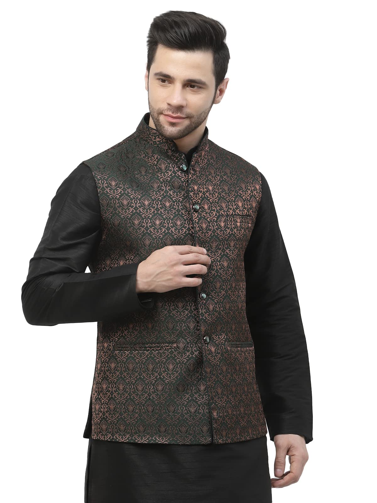 badoliya & sons Brocade Zari Silk Nehru Jacket for Men-picture-5