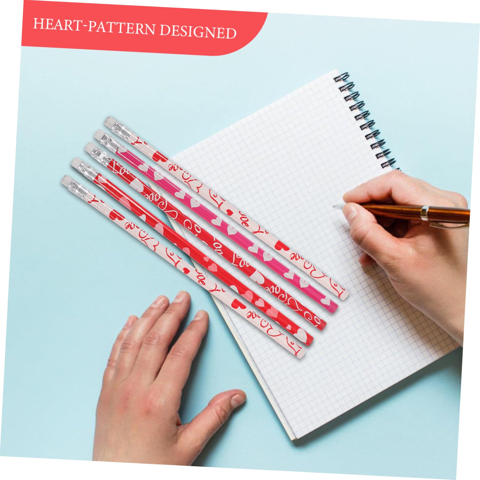 NUOBESTY 5 Ensembles Crayon Saint Valentin Crayons À Croquis Aiguiseur Électrique Faveur Étudiante Accessoires Fournitures D'écriture Étudiants Apprenant La Gomme 50 Pièces * 5