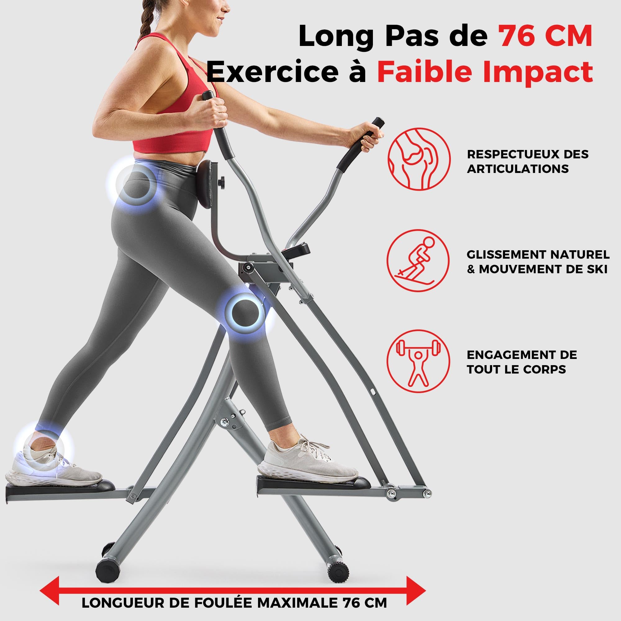 Sunny Health & Fitness Vélo Elliptique Vertical 2-en-1, Appareil d’entraînement pour Le Haut et Le Bas du Corps, Machine de Cardio à Faible Impact pour Adultes et Seniors, avec Option Style Classique