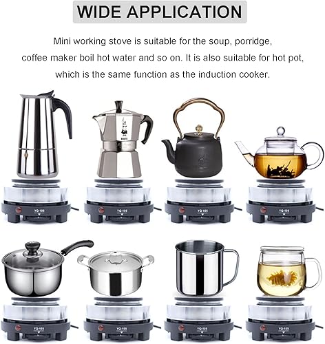 Miniatura 6 de Mini estufa, mini estufa eléctrica portátil de 500 W, calentador de hogar multifunción (enchufe de EE. UU. 110 V), adecuado para la sopa y la