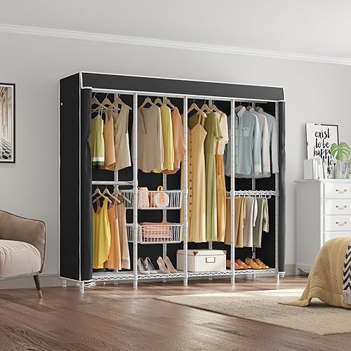 Miniatura 3 de VIPEK V40C Pro Coverd - Perchero independiente para dormitorio, perchero blanco resistente con cubierta negra, perchero de metal multifuncional para