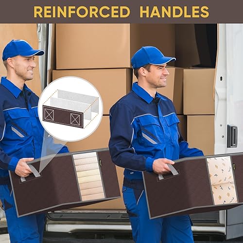 Miniatura 5 de BALEINE Paquete de 8 bolsas de almacenamiento de ropa, contenedores de almacenamiento de 24 galones con asa reforzada, cremallera resistente,