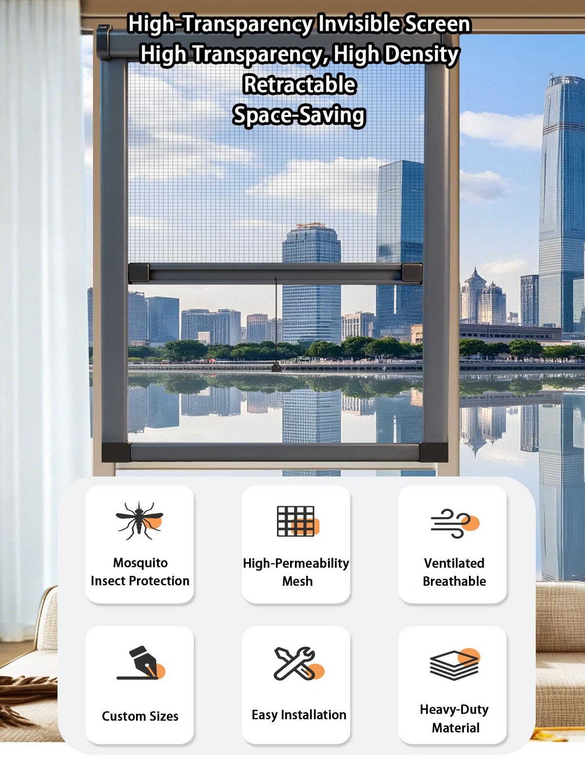 Maßanfertigung Fliegengitter Dachfenster Kippfenster - Insektenschutz Rollo für Fenster - Fliegenrollo Aluminiumlegierung Unsichtbar - Fliegengitter Rollo Fenster(Grau)