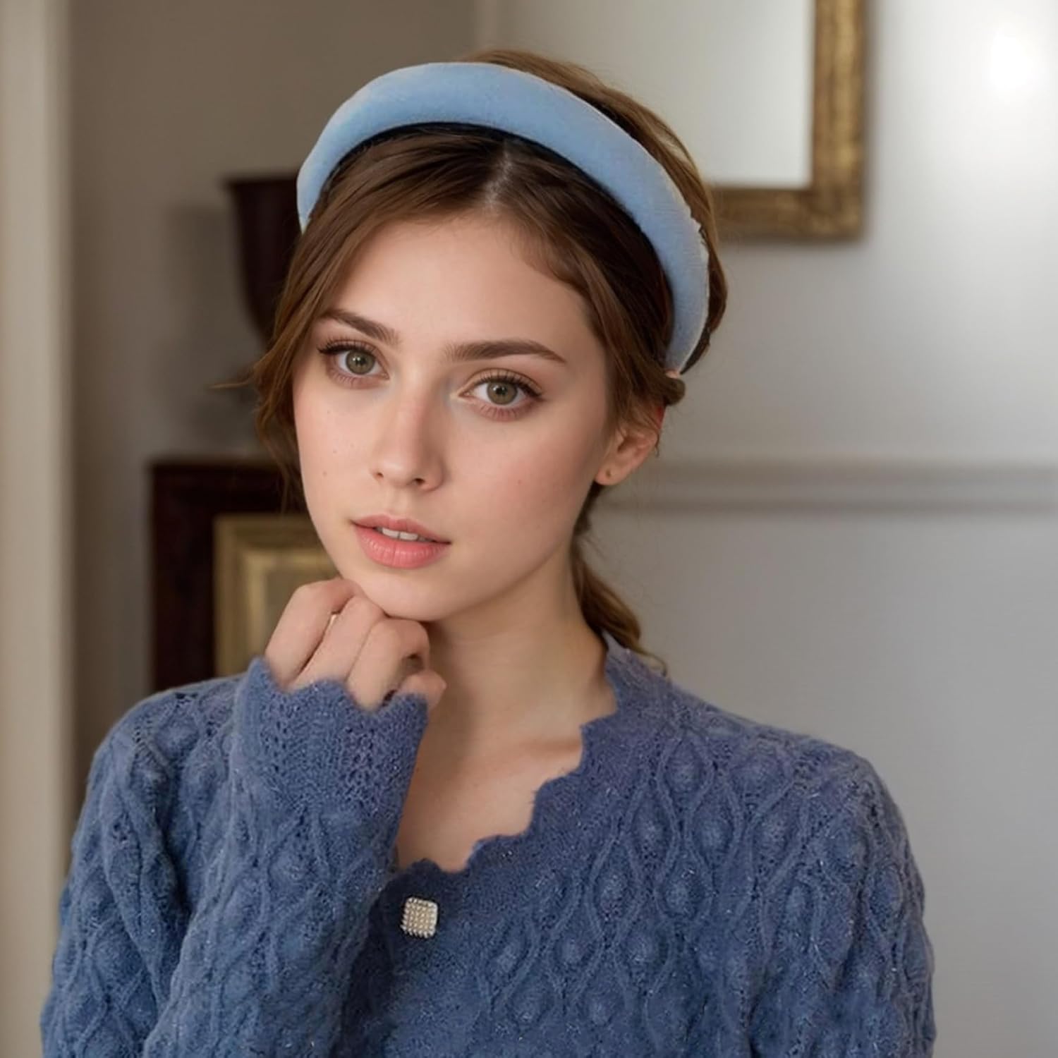 Padded Headbands for Women, 5PCS Wide Plain Puffy Headband, Fashion Elastic Thick Headbands, Portable Thick Hair Accessories for Barrette Styling Tools. image 2