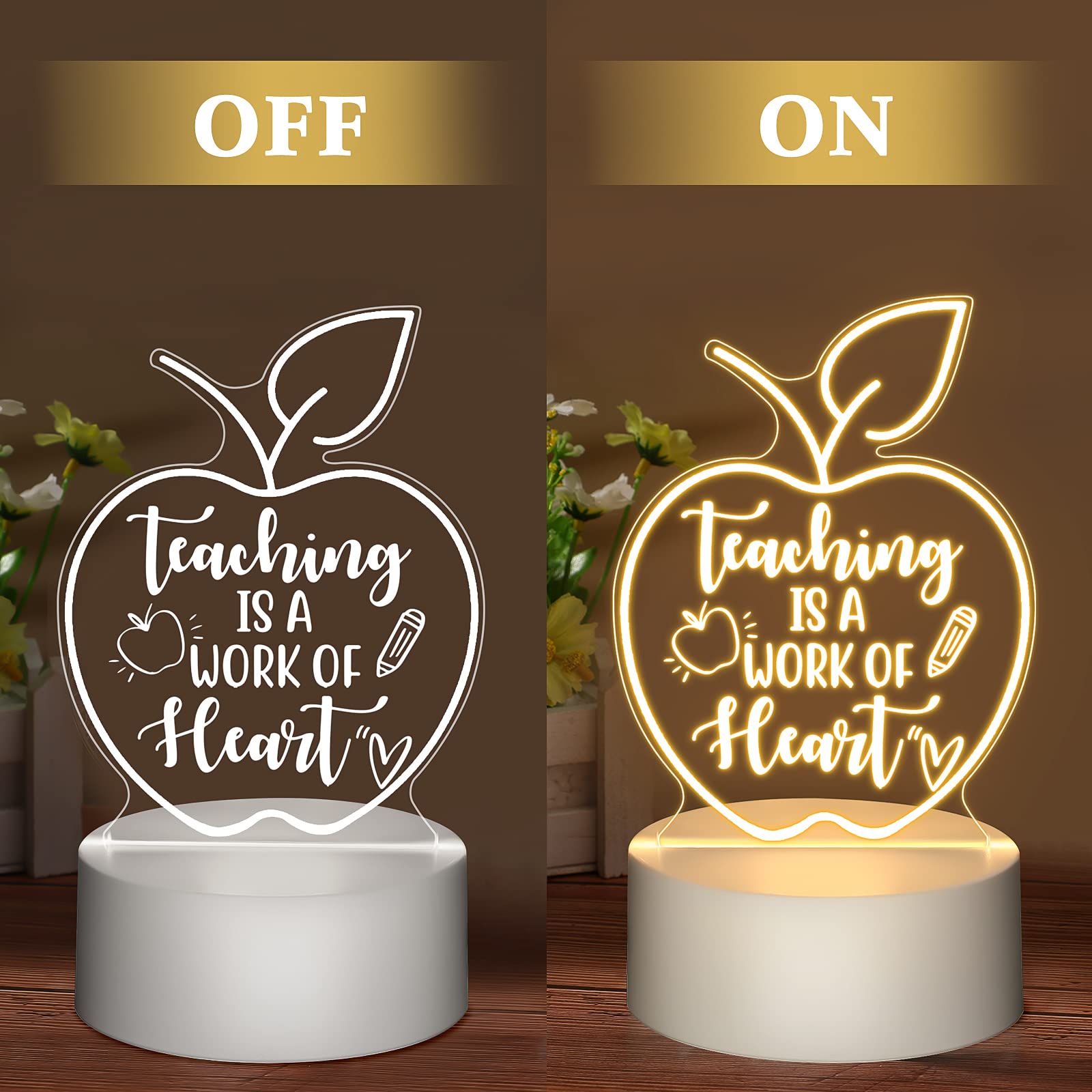 Fabbay 10 piezas de regalos de agradecimiento para profesores grabados, luz nocturna acrílica, lámpara de noche LED, el mejor regalo para profesores de estudiantes, regalos de agradecimiento para