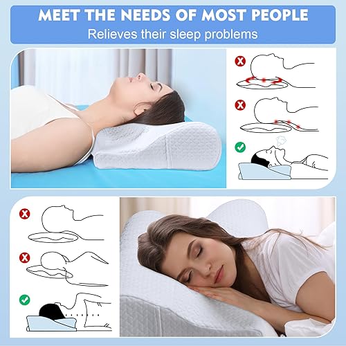 Miniatura 5 de Almohada cervical, cuello y almohadas cervicales para soporte del cuello, almohada cervical ajustable para dormir, almohada cervical cervical de